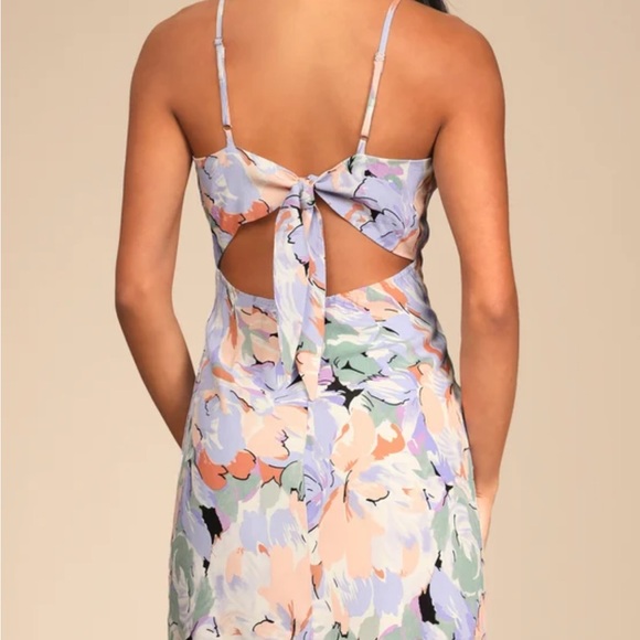 Lulu’s Impressions of Love Multi Floral Print Tie-Back Mini Dress - Picture 2 of 5